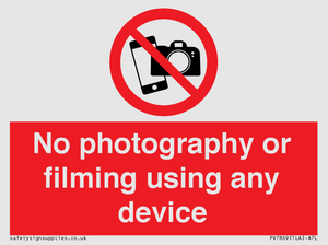 No photography or filming using any device
